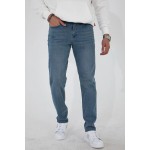 Taşlamalı Mavi Regular Fit Rahat Kesim Esnek Likralı Denim Jeans Kot Pantolon